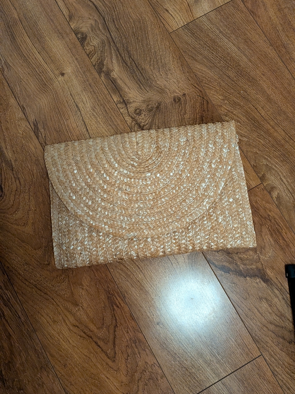 Woven Straw Envelope Clutch - Natural